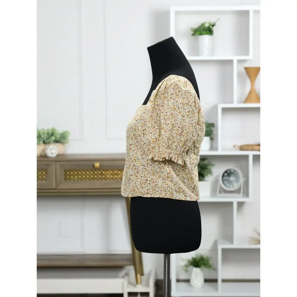 Madewell Bundle Floral Smocked Puff Sleeve Top Linen Blend Tank Boho Cottagecore